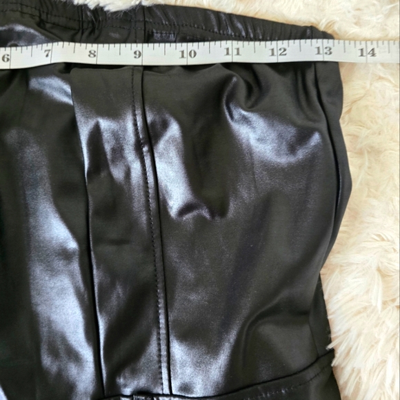 Black Faux Leather Strapless Cargo Jumpsuit size M - Picture 9 of 16